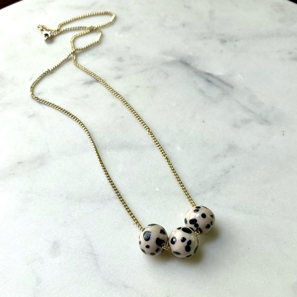 Polymer Clay Handmade Beaded Necklace Dalmatian Jasper - Picture 2 of 4